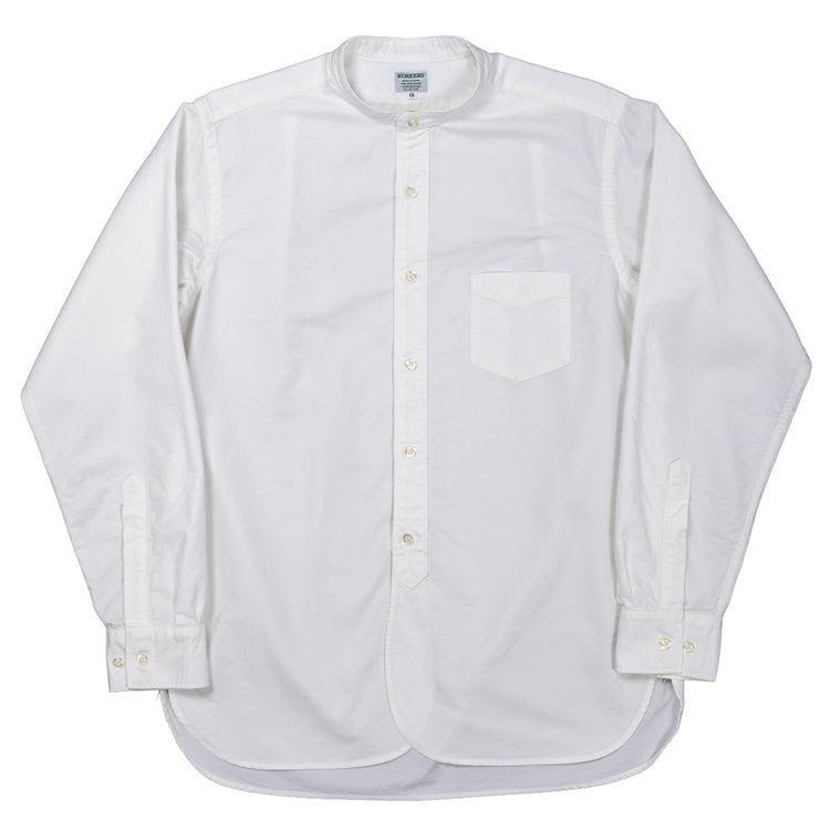 WORKERS  Band Collar Shirt, Supima OX, White