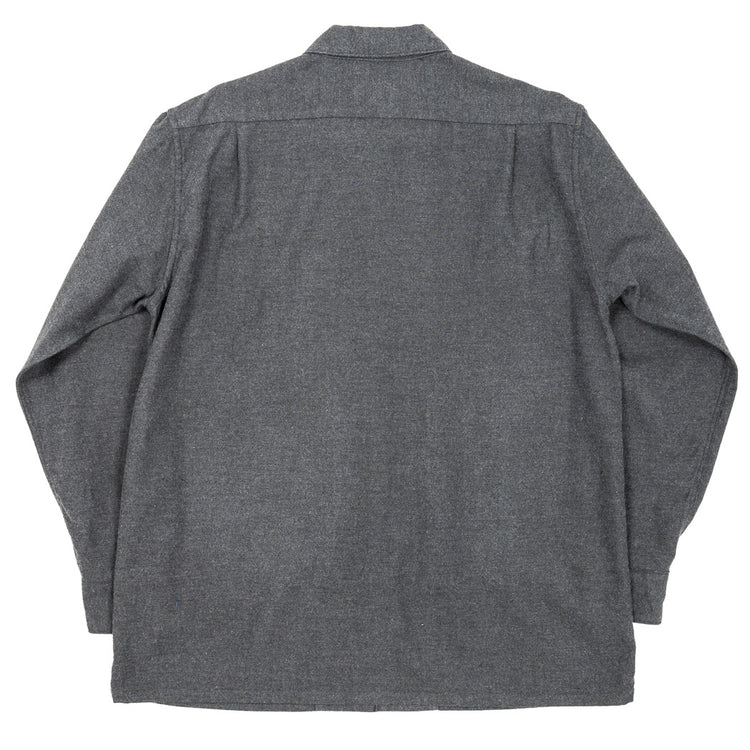 WORKERS  Open Collar Shirt, Cotton Wool Flannel, Grey