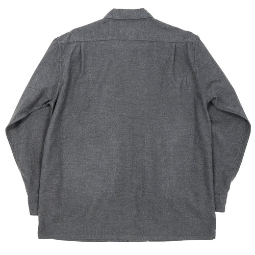 WORKERS  Open Collar Shirt, Cotton Wool Flannel, Grey