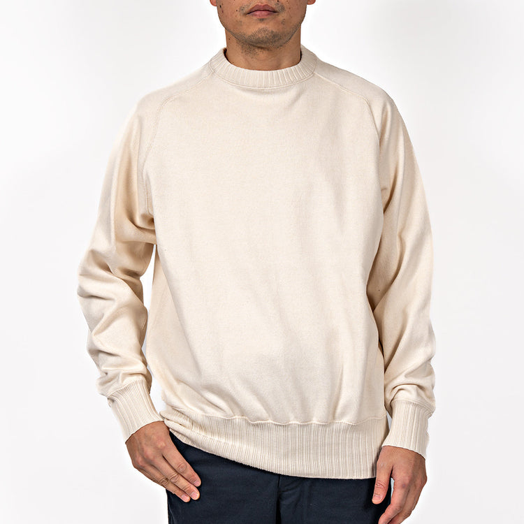 WORKERS Cotton Saddle Shoulder Sweater, White