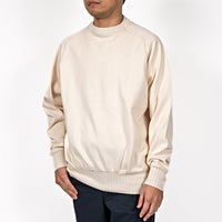 WORKERS Cotton Saddle Shoulder Sweater, White