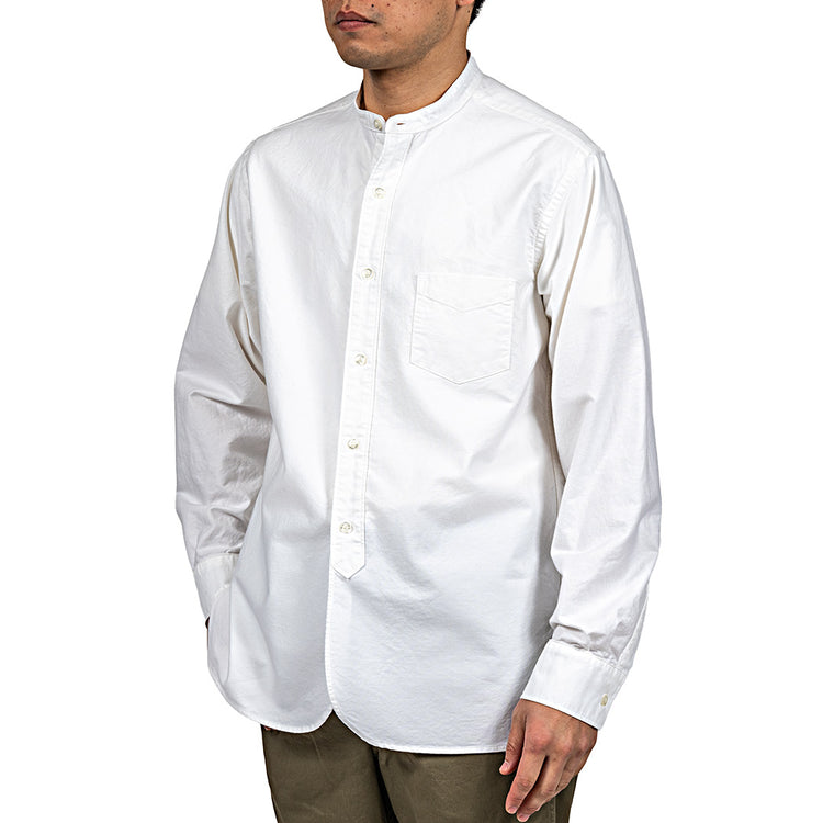 WORKERS  Band Collar Shirt, Supima OX, White