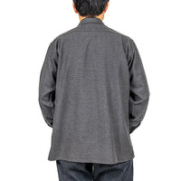 WORKERS  Open Collar Shirt, Cotton Wool Flannel, Grey