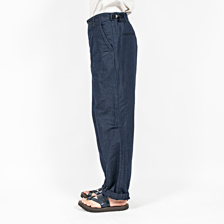 WORKERS  FWP Trousers, Indigo Cotton Linen