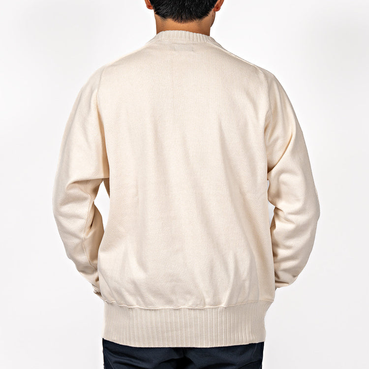 WORKERS Cotton Saddle Shoulder Sweater, White