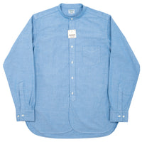WORKERS  Band Collar Shirt, Supima OX, Blue Pale