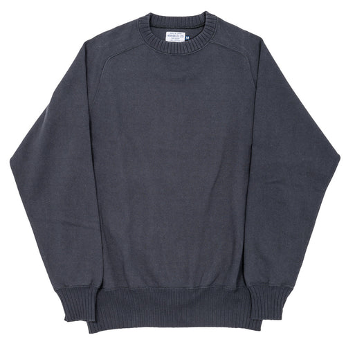 WORKERS Cotton Saddle Shoulder Sweater, Faded Black
