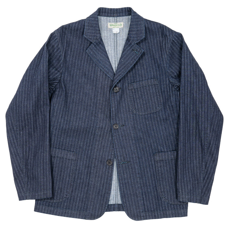 WORKERS  Lounge Jacket, Indigo Herringbone