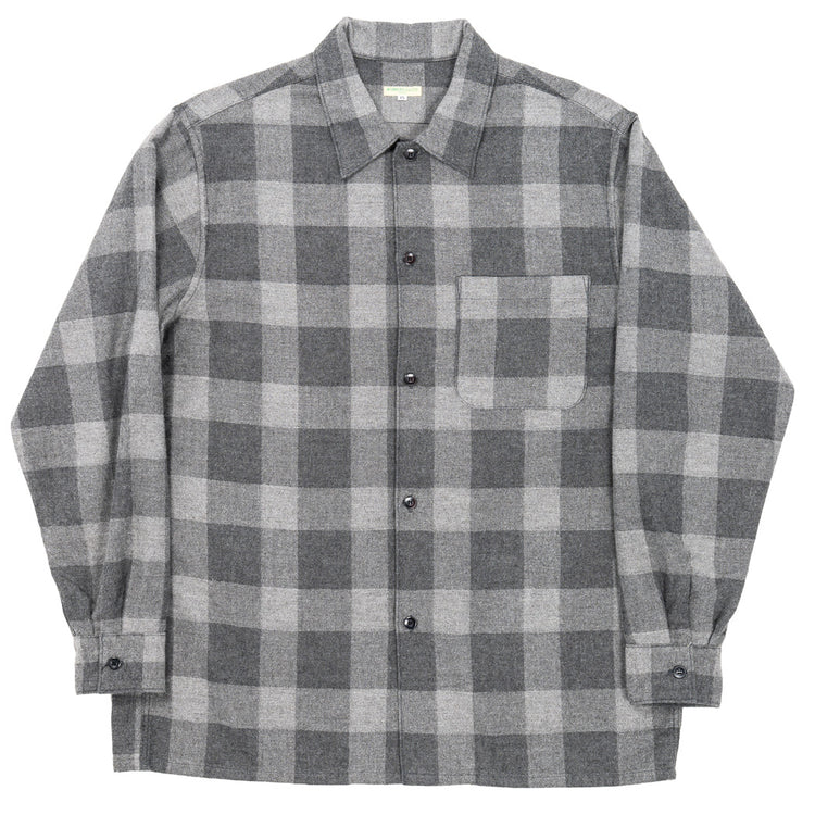 WORKERS  Open Collar Shirt, Cotton Wool Flannel, Check