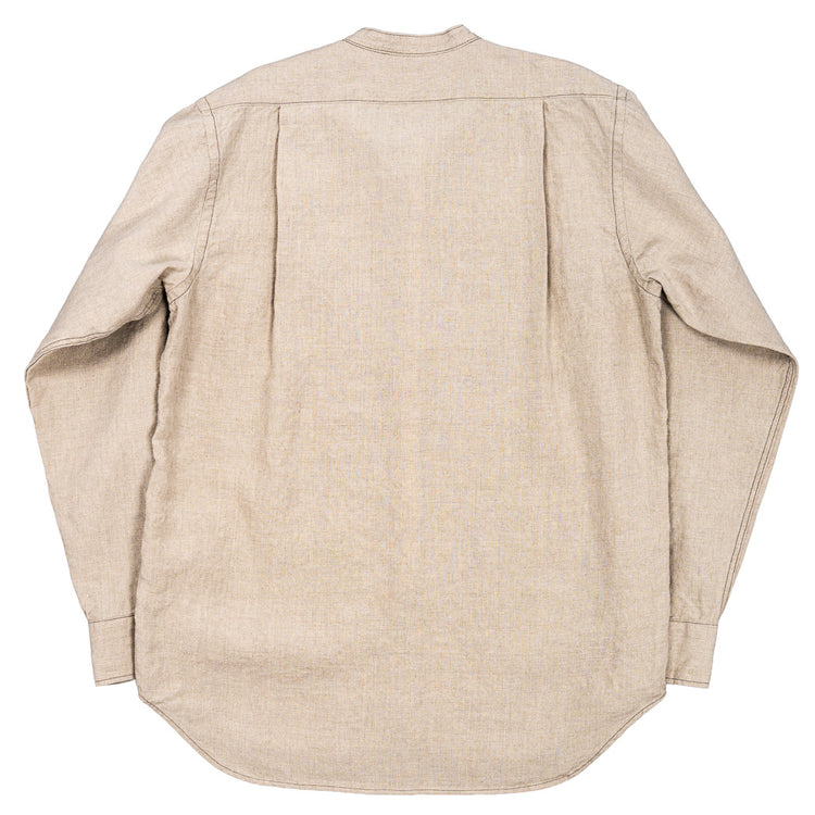 WORKERS Band Collar Shirt, Ecru Linen