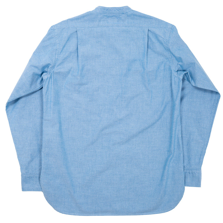 WORKERS  Band Collar Shirt, Supima OX, Blue Pale