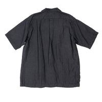 WORKERS Open Collar Shirt, Black Linen