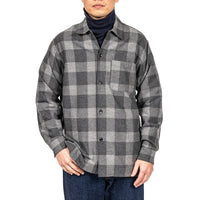 WORKERS  Open Collar Shirt, Cotton Wool Flannel, Check