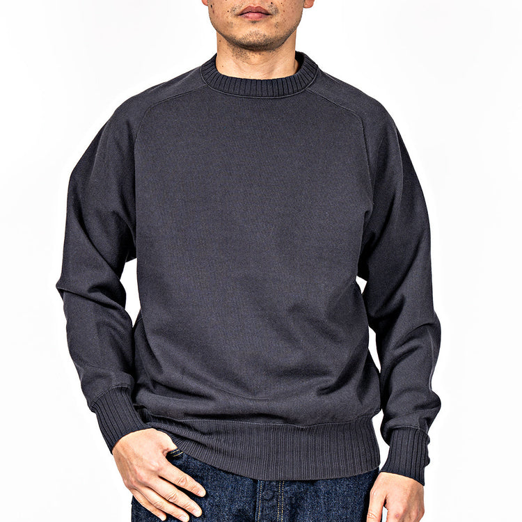 WORKERS Cotton Saddle Shoulder Sweater, Faded Black