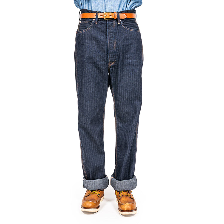 WORKERS  Lot 815 Work Pants, 12 oz, Grey Back Indigo Herringbone