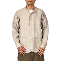 WORKERS Band Collar Shirt, Ecru Linen