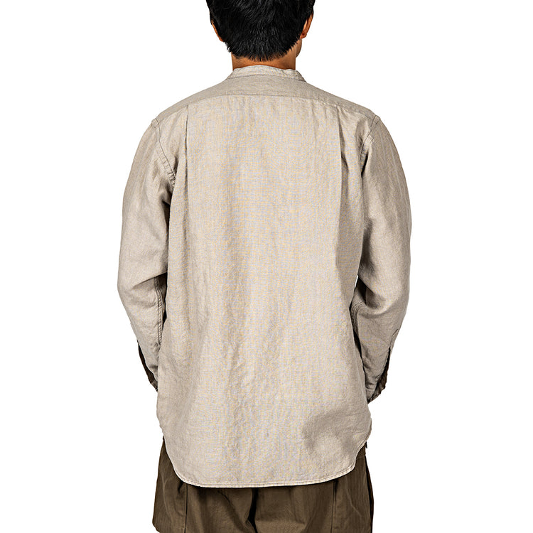 WORKERS Band Collar Shirt, Ecru Linen