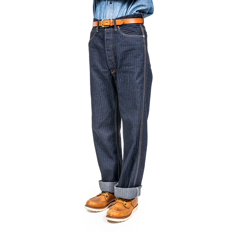 WORKERS  Lot 815 Work Pants, 12 oz, Grey Back Indigo Herringbone