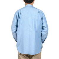 WORKERS  Band Collar Shirt, Supima OX, Blue Pale