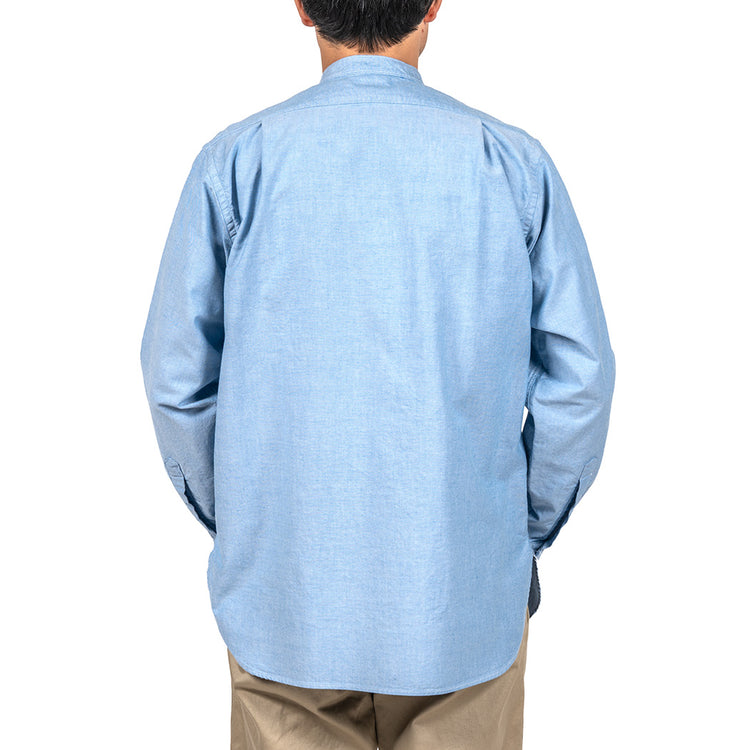 WORKERS  Band Collar Shirt, Supima OX, Blue Pale