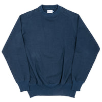 WORKERS Cotton Saddle Shoulder Sweater, Navy