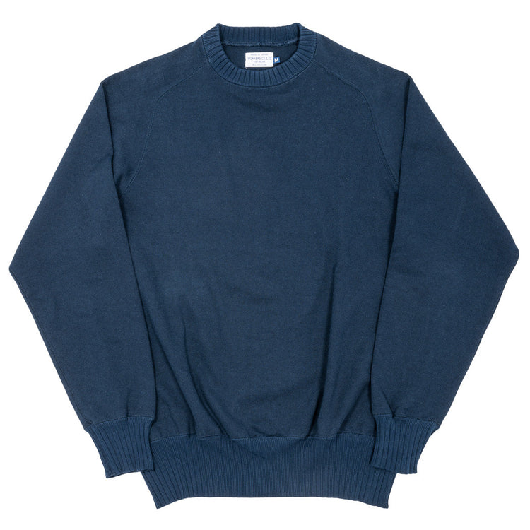 WORKERS Cotton Saddle Shoulder Sweater, Navy