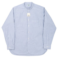 WORKERS  Band Collar Shirt, Supima OX, Stripe