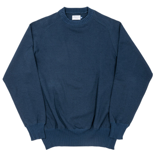 WORKERS  Cotton Saddle Shoulder Sweater, Navy