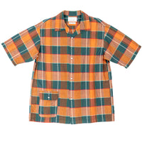 WORKERS Open Collar Shirt, Orange Madras