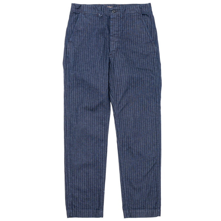 WORKERS  Officer Trousers Regular Type2, Indigo Herringbone