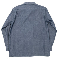 WORKERS  Open Collar Shirt, Indigo Chambray