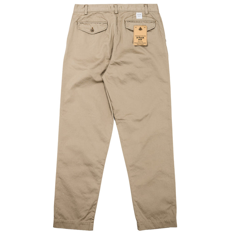 WORKERS  Officer Trousers, 2 Tuck, Khaki No-1, 10oz Chino