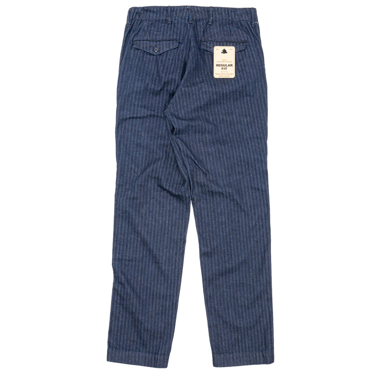 WORKERS  Officer Trousers Regular Type2, Indigo Herringbone