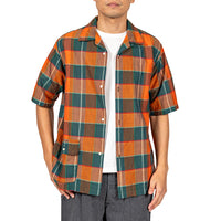 WORKERS Open Collar Shirt, Orange Madras