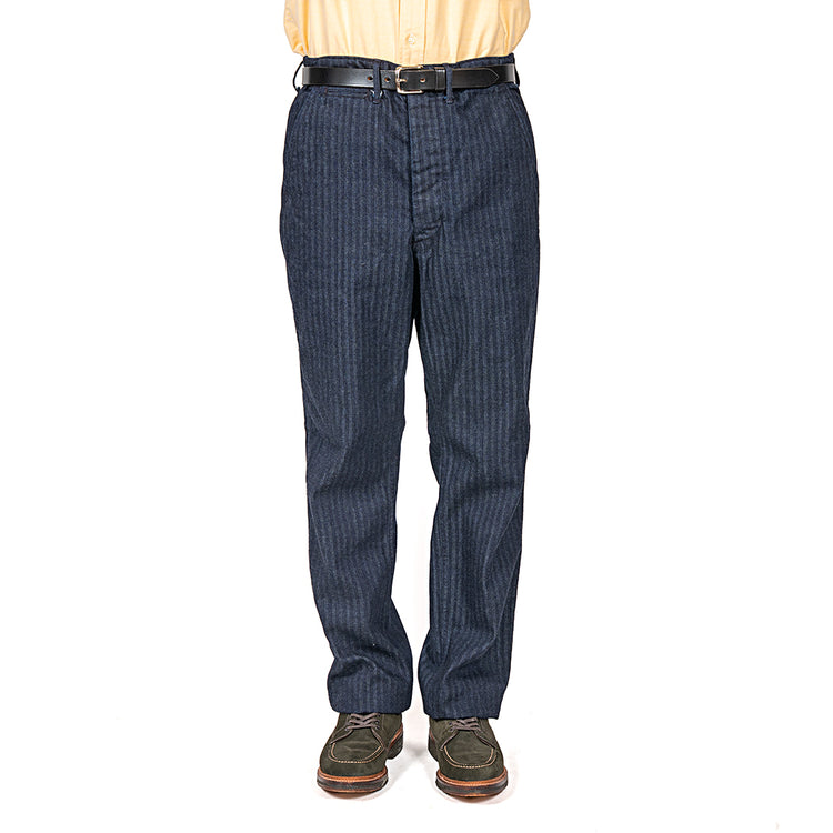 WORKERS  Officer Trousers Regular Type2, Indigo Herringbone