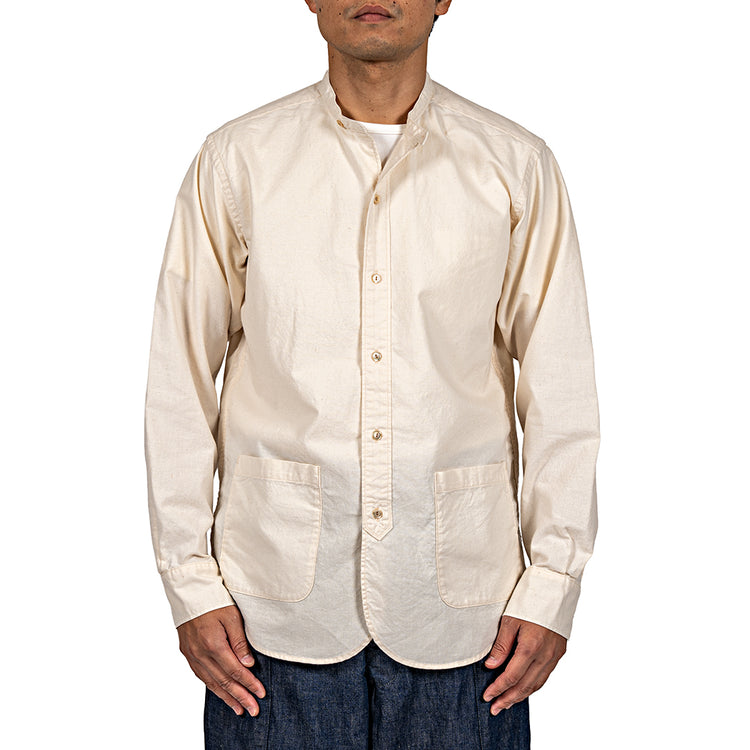 WORKERS Band Collar Shirt, Ecru Shirt Cloth
