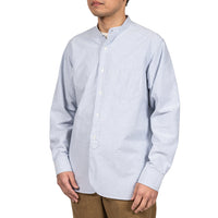 WORKERS  Band Collar Shirt, Supima OX, Stripe