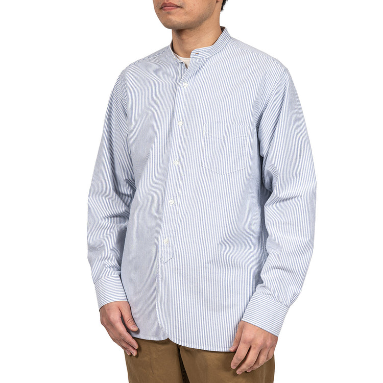 WORKERS  Band Collar Shirt, Supima OX, Stripe