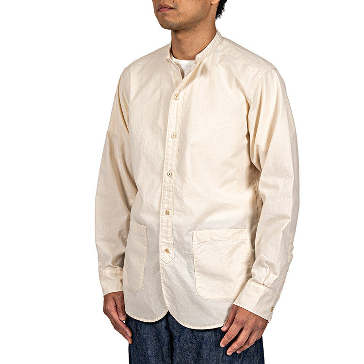 WORKERS Band Collar Shirt, Ecru Shirt Cloth