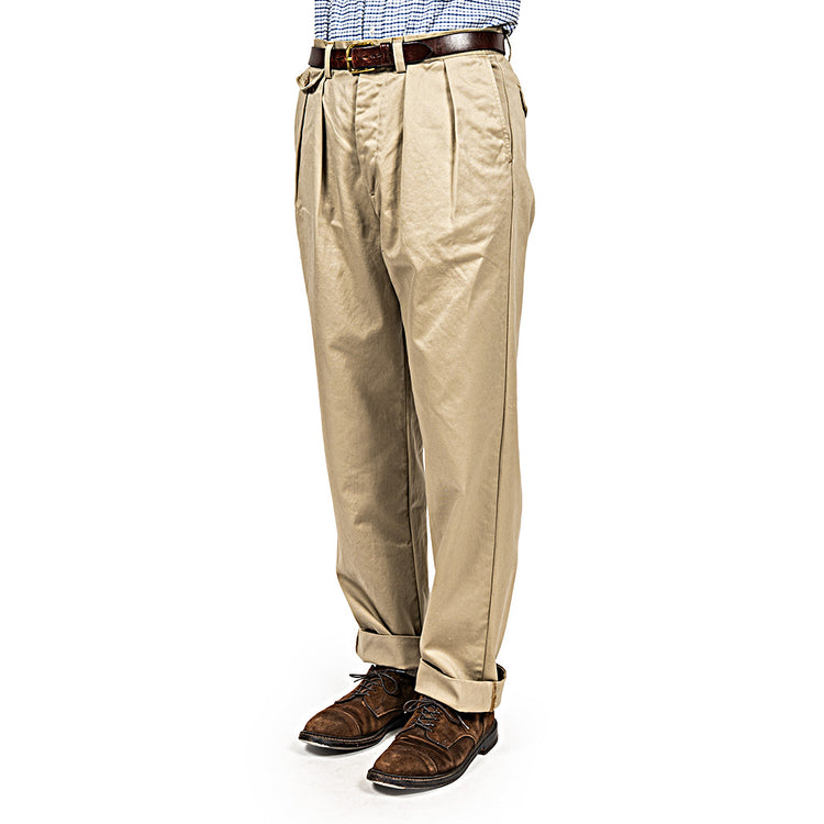 WORKERS  Officer Trousers, 2 Tuck, Khaki No-1, 10oz Chino