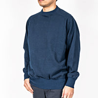 WORKERS Cotton Saddle Shoulder Sweater, Navy