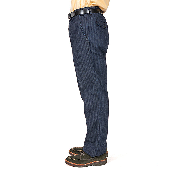WORKERS  Officer Trousers Regular Type2, Indigo Herringbone