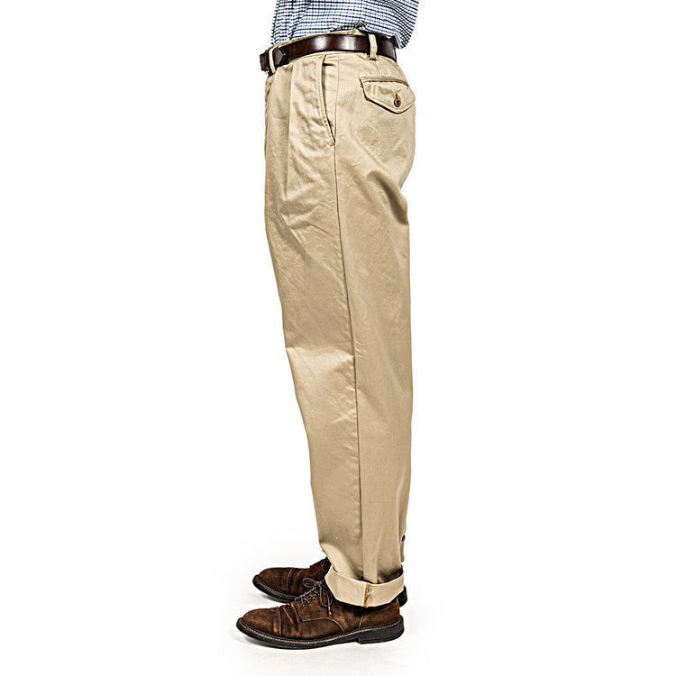 WORKERS  Officer Trousers, 2 Tuck, Khaki No-1, 10oz Chino