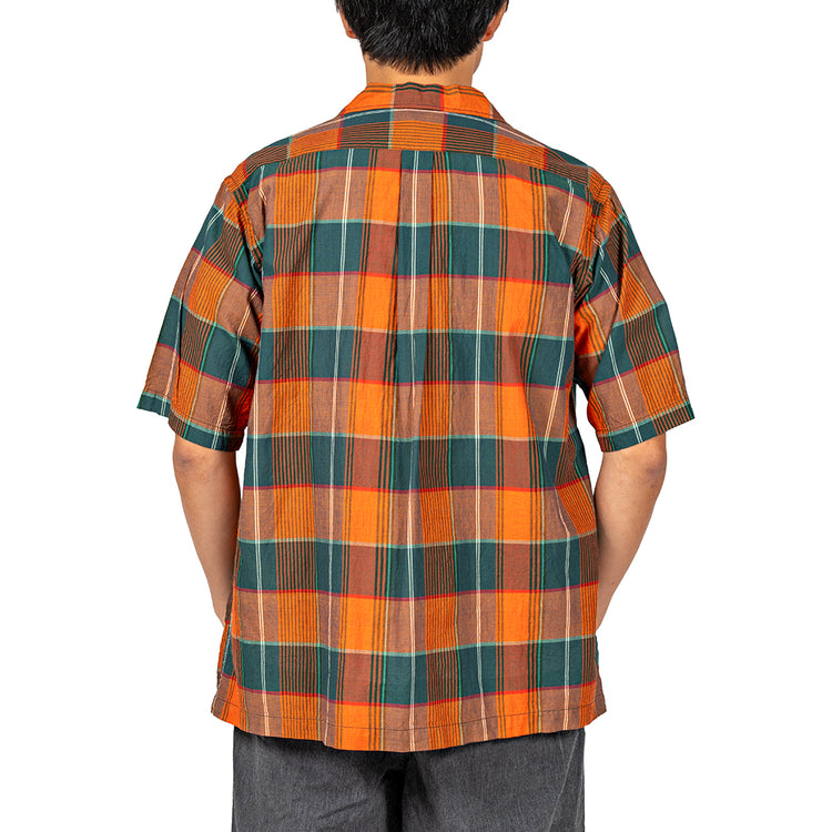 WORKERS Open Collar Shirt, Orange Madras