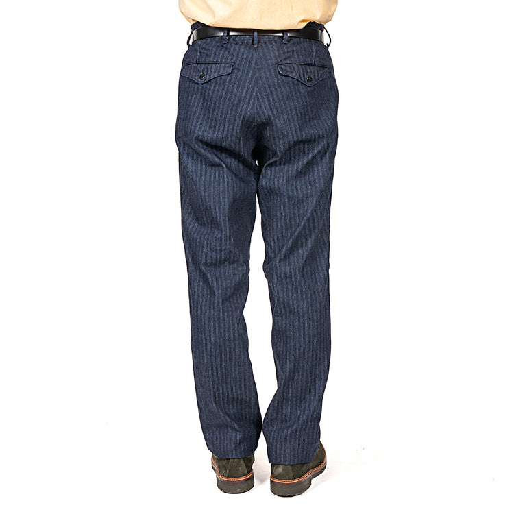 WORKERS  Officer Trousers Regular Type2, Indigo Herringbone