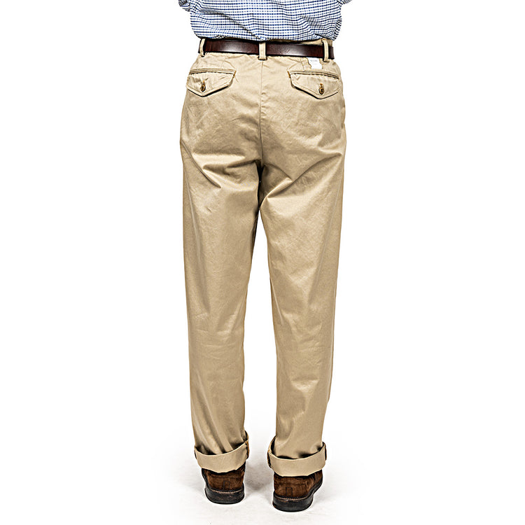 WORKERS  Officer Trousers, 2 Tuck, Khaki No-1, 10oz Chino