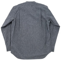 WORKERS Band Collar Shirt, Black Chambray