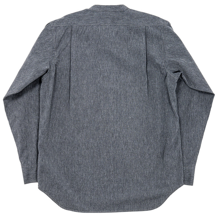 WORKERS Band Collar Shirt, Black Chambray