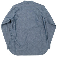 WORKERS  Band Collar Shirt, Indigo Chambray