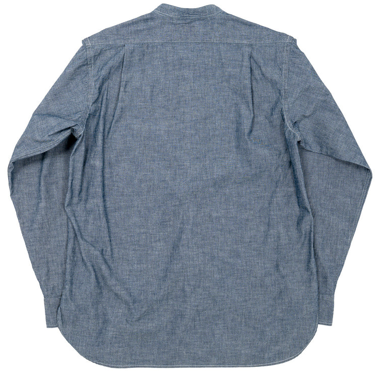 WORKERS  Band Collar Shirt, Indigo Chambray